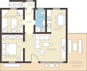 Grundriss-Skizze - Ferienwohnung im Bayerwald Feriendorf